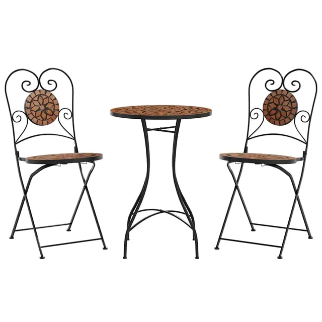 vidaXL Heim & Garten Mosaik-Bistro-Set Terrakotta Eisen Keramik