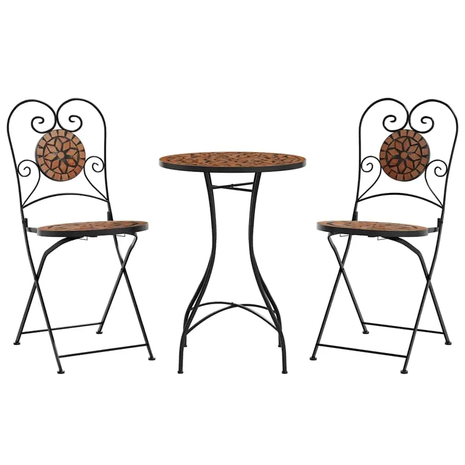 vidaXL Heim & Garten Mosaik-Bistro-Set Terrakotta Eisen Keramik