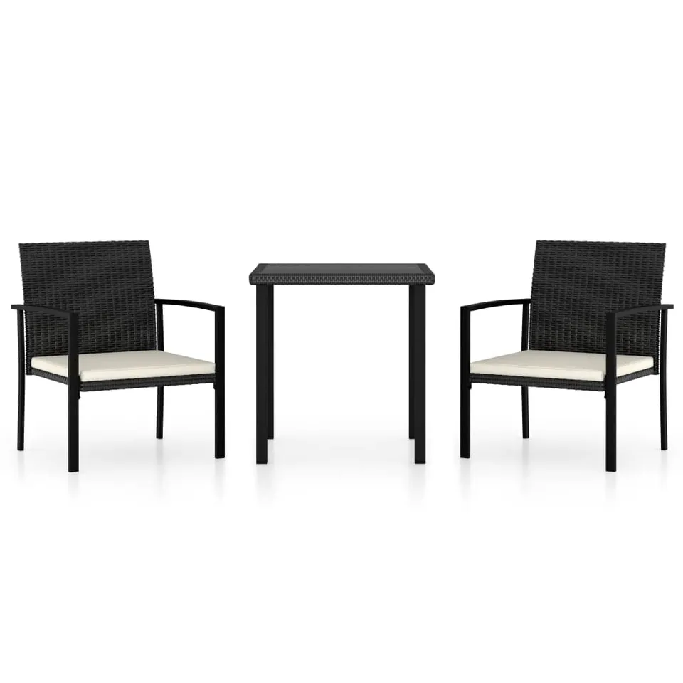 vidaXL Heim & Garten Garten-Essgruppe Rattan schwarz 3-tlg.