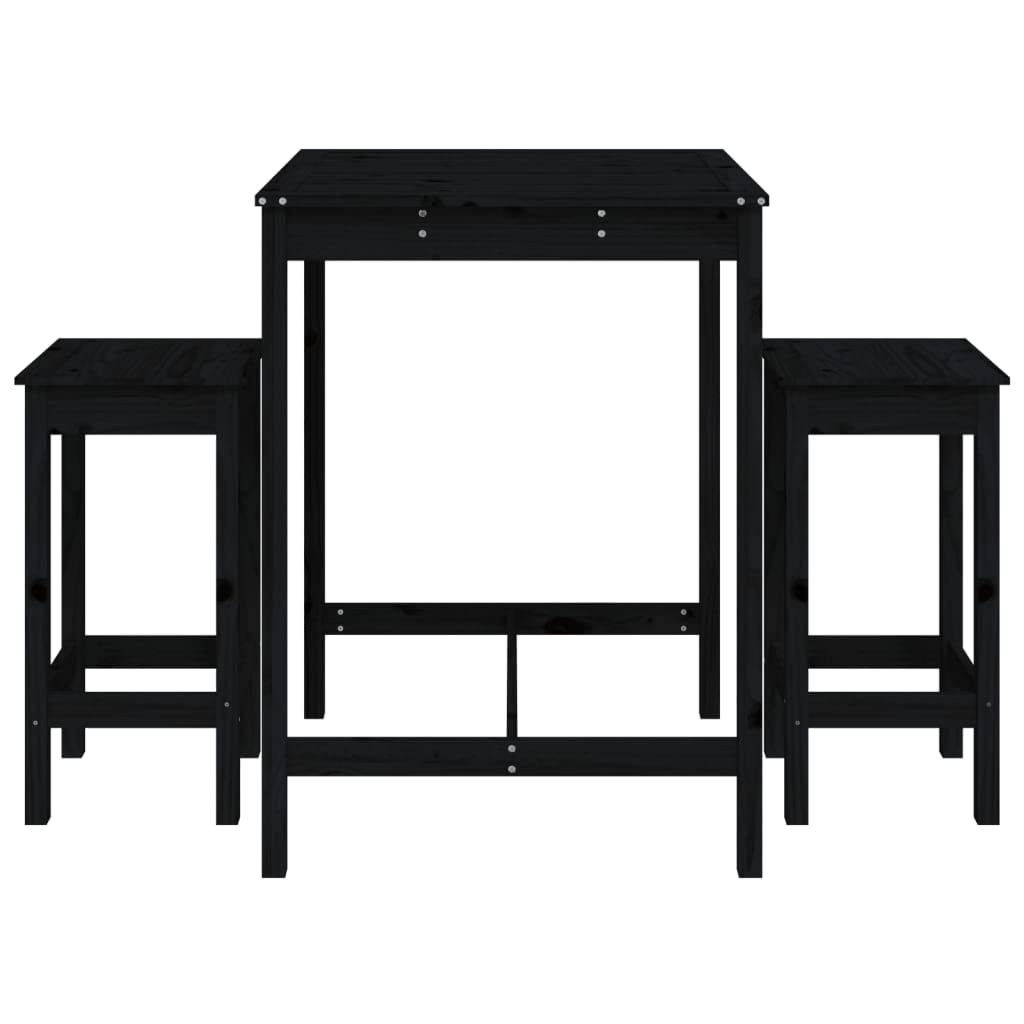 vidaXL 3-tlg. Gartenbar-Set Bartisch schwarz ohne Lehne