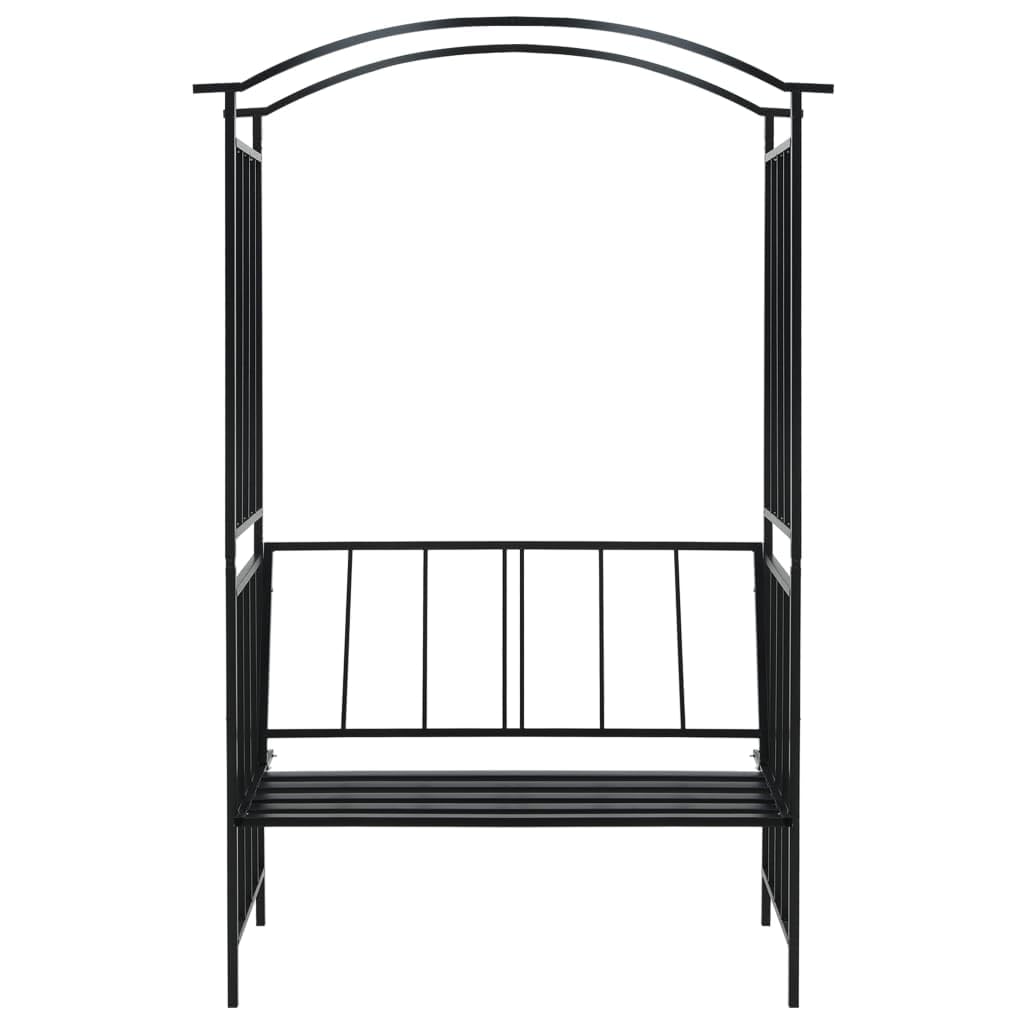vidaXL Rosenbogen mit Bank Gartenbogen Eisen Schwarz 128 cm