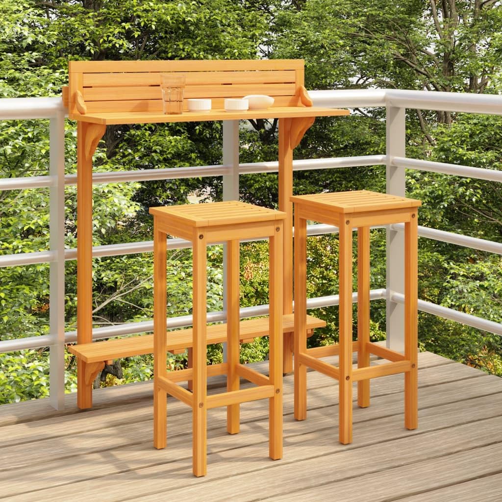 vidaXL Heim & Garten Balkon-Bar-Set 3-tlg. Akazienholz Tisch Stuhl