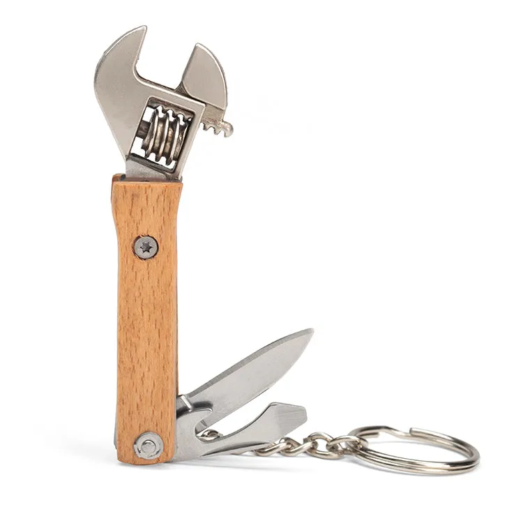 Kikkerland Tools & Wellness Mini Wrench Tool Multitool Holz