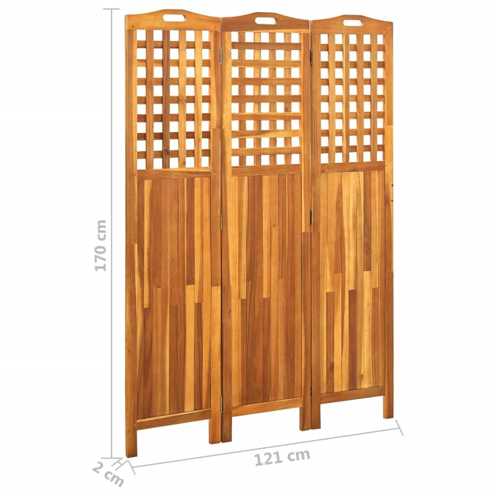 vidaXL Raumteiler Akazienholz 3-TLG 121x2x170 cm