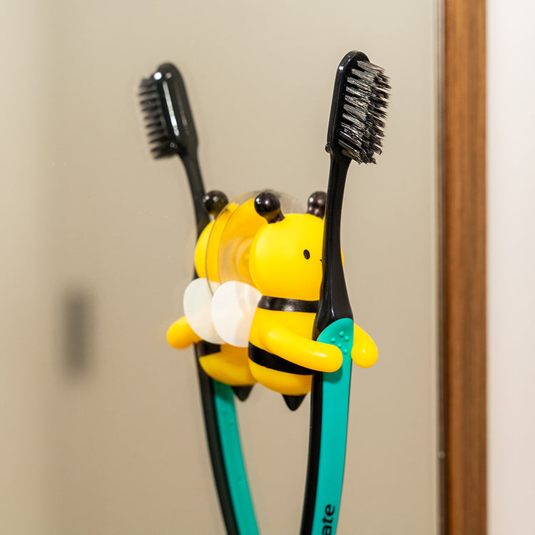 Kikkerland Bumble Bee Zahnbürstenhalter Biene mit Saugnapf