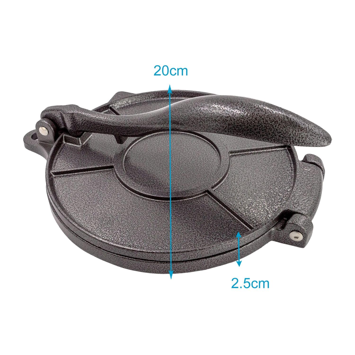 Intirilife Tortilla Presse Gusseisen Schwarz 20 cm