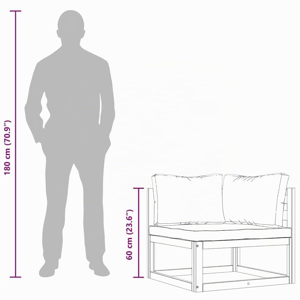 vidaXL Ecksofas Modular Gartensofa Akazie Dunkelgrau 2 Stk.