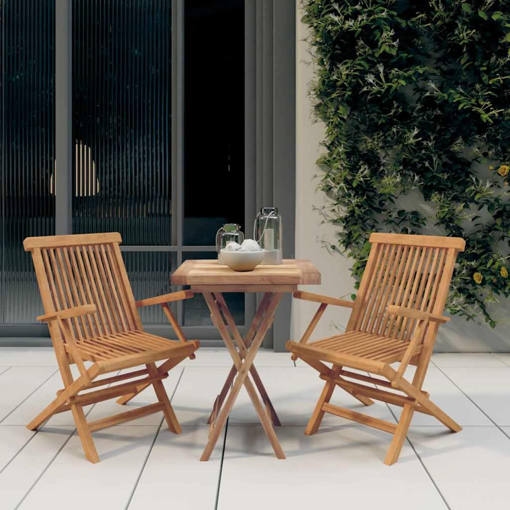 vidaXL Heim & Garten Garten-Essgruppe Teak 3-TLG klappbar