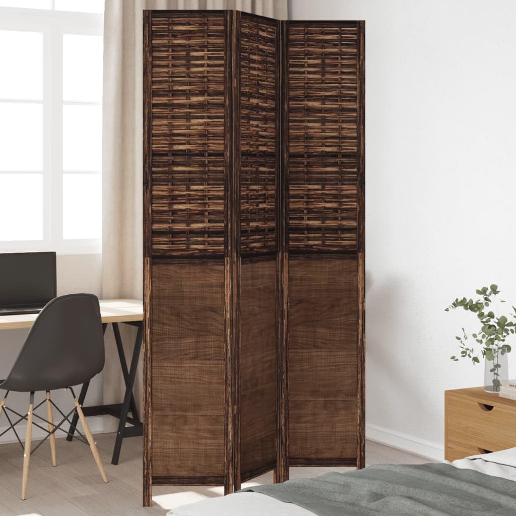 vidaXL Möbel Raumteiler 3-tlg Dunkelbraun Paulownia faltbar