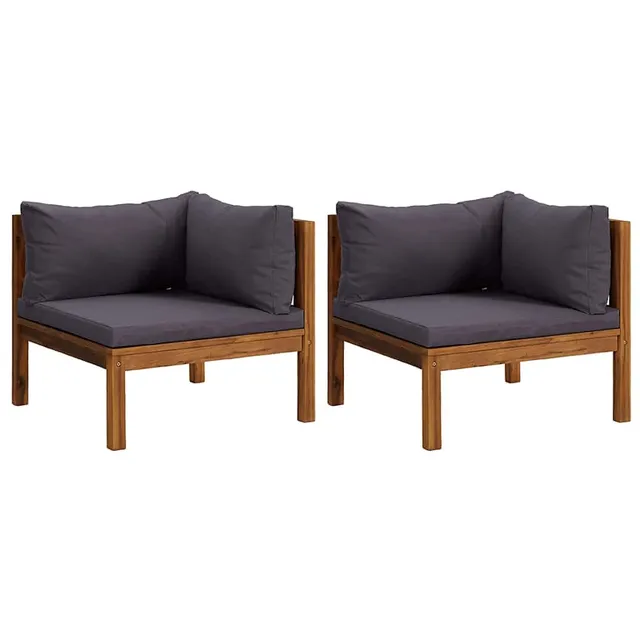 vidaXL Heim & Garten Ecksofa 2-tlg Teak Dunkelgrau Kissen