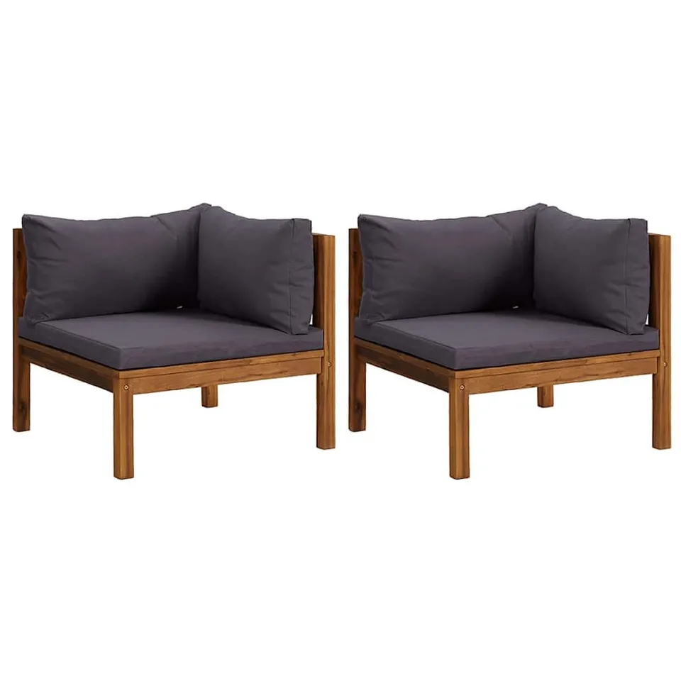 vidaXL Heim & Garten Ecksofa 2-tlg Teak Dunkelgrau Kissen