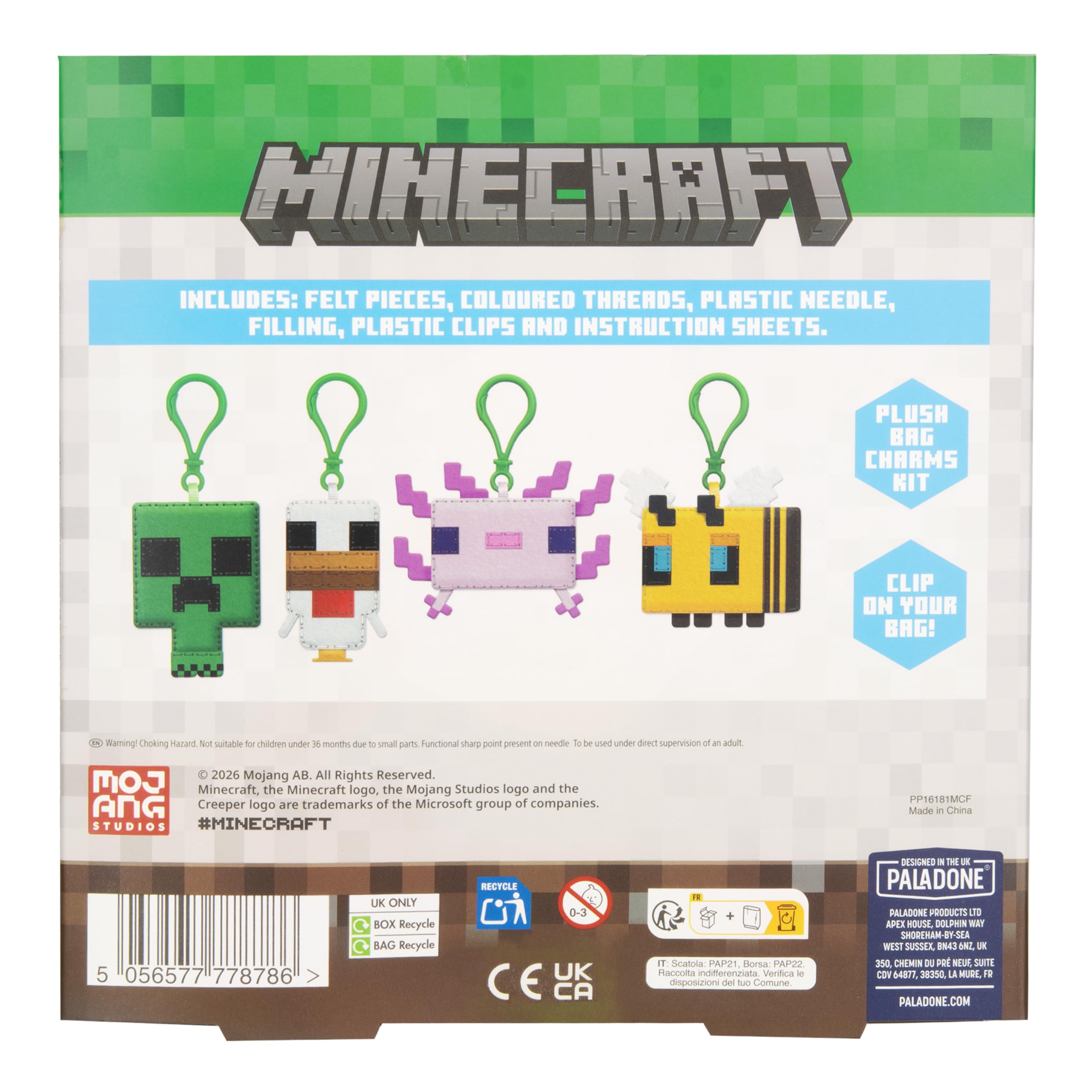 Paladone Minecraft Deluxe Filz-Anhänger Bastelset 4er Creeper