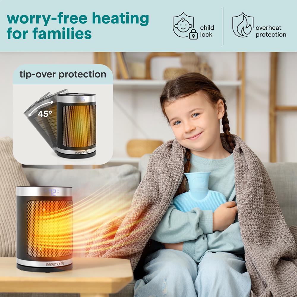 Serenelife Heater Heizlüfter schwarz 1500W PTC WiFi