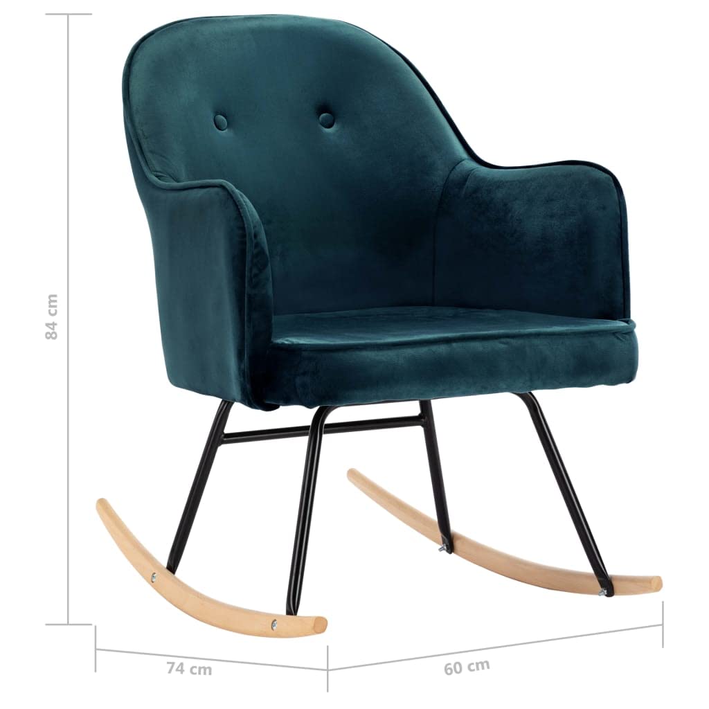 vidaXL Heim & Garten Schaukelstuhl Blau Samt Relaxstuhl