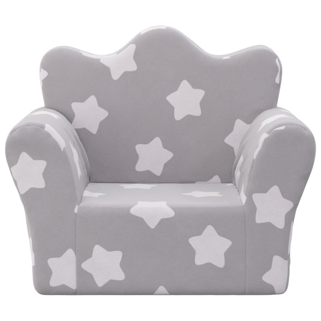 vidaXL Baby Kindersofa Hellgrau Sterne Plüsch 54x34x45 cm