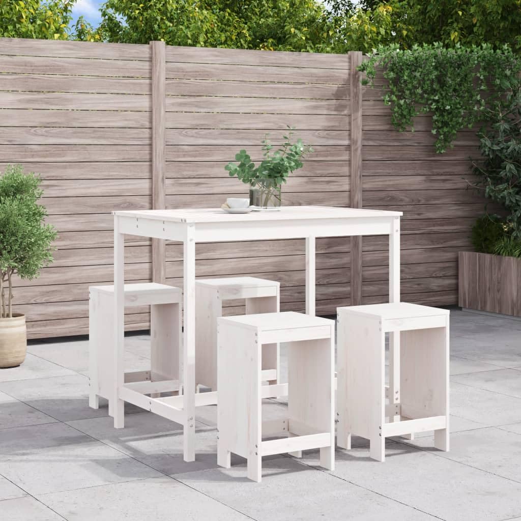 vidaXL Heim & Garten 5-tlg. Gartenbar-Set Holz Weiß Kiefer