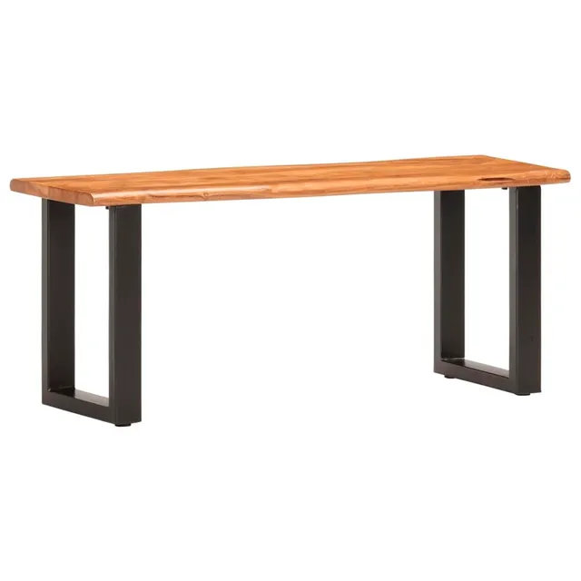 vidaXL Möbel Sitzbank Akazie 110 cm Naturkante Stahl