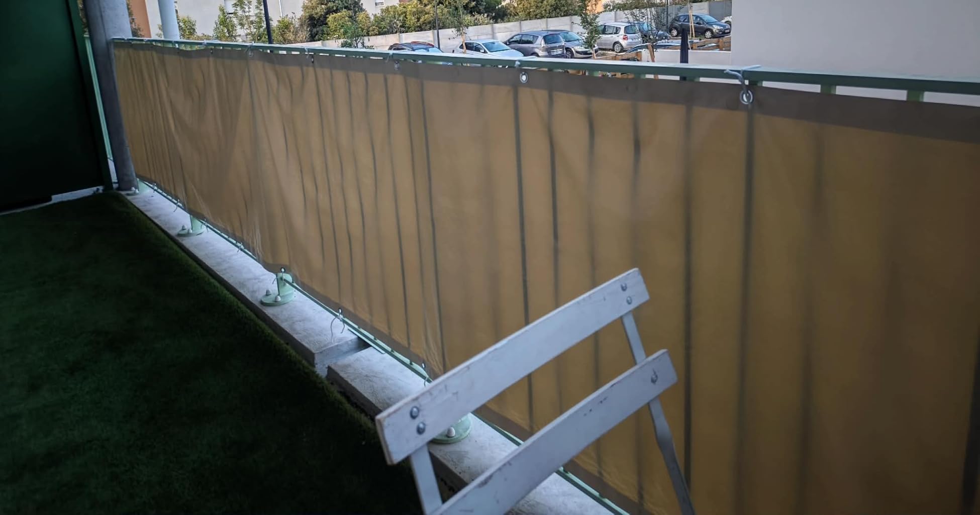 vidaXL Balkon-Sichtschutz Creme 300x120 cm PVC mit Ösen Windschutz