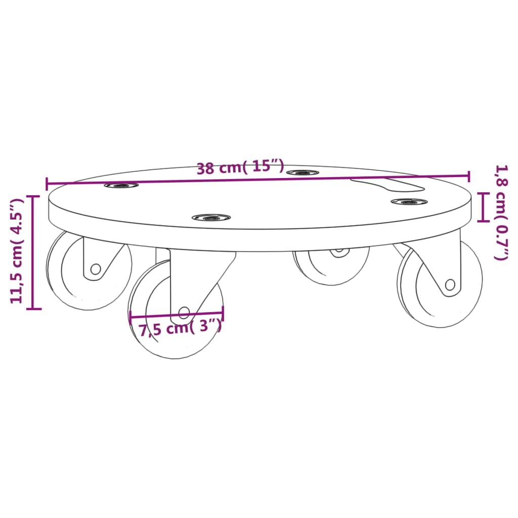 vidaXL Transportroller Rund 2 Stk Ø38x11,5 cm 250 kg Sperrholz