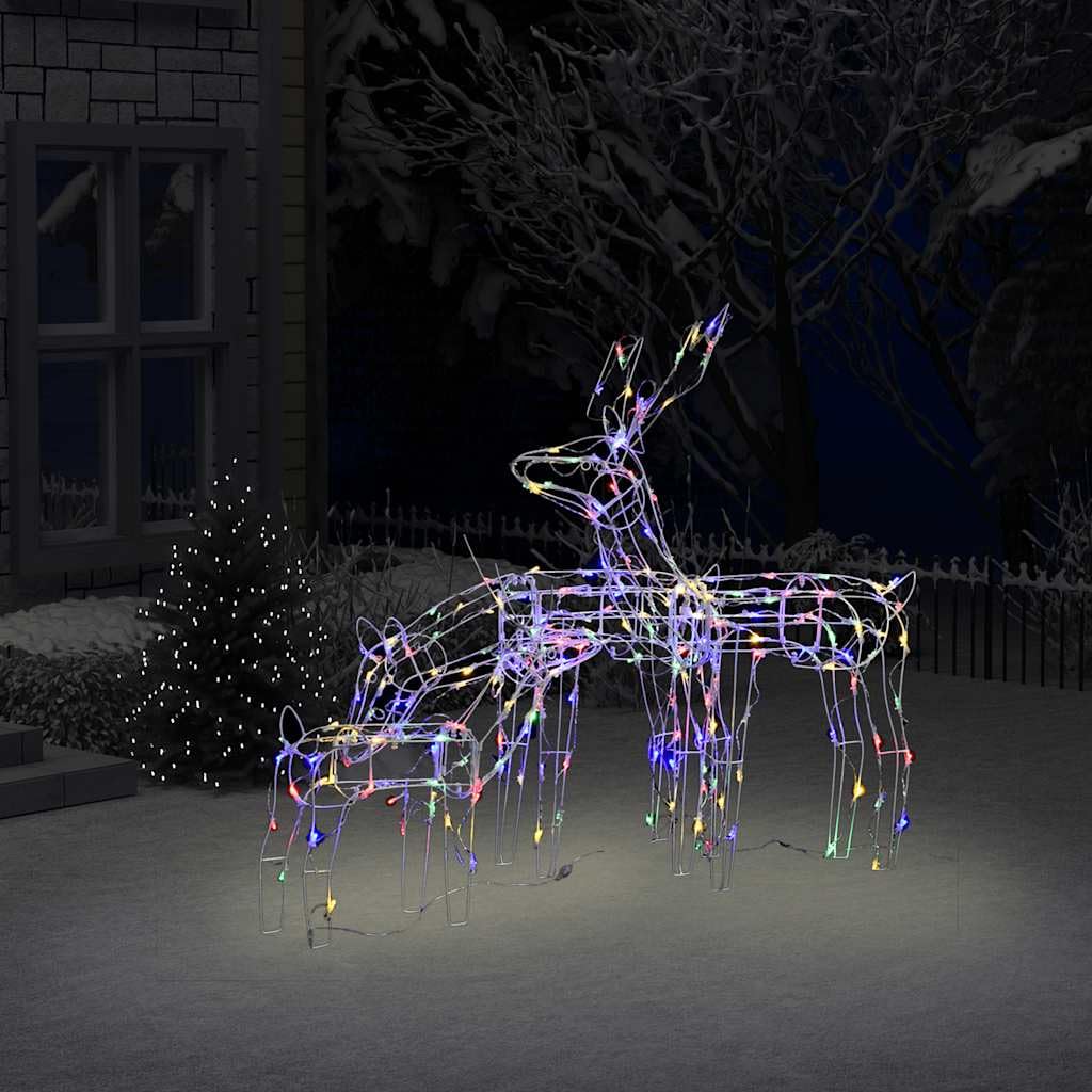 vidaXL Weihnachtsbeleuchtung Rentiere 3-tlg Bunt 229 LEDs