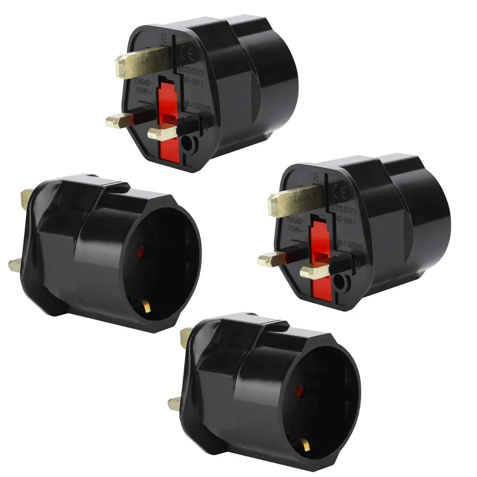 Intirilife Reiseadapter UK auf EU Stecker schwarz 4er Set