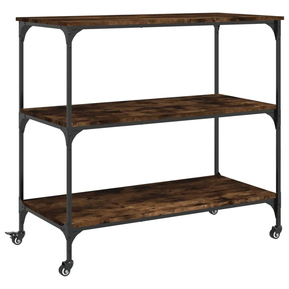 vidaXL Küchenwagen Räuchereiche 102x50x95 cm Rollen