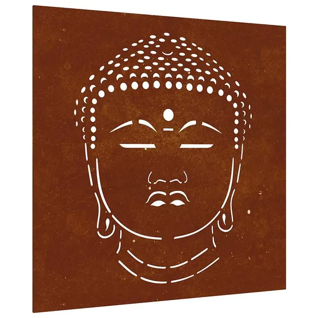 vidaXL Garten-Wanddeko 55x55cm Cortenstahl Buddha-Kopf Rost