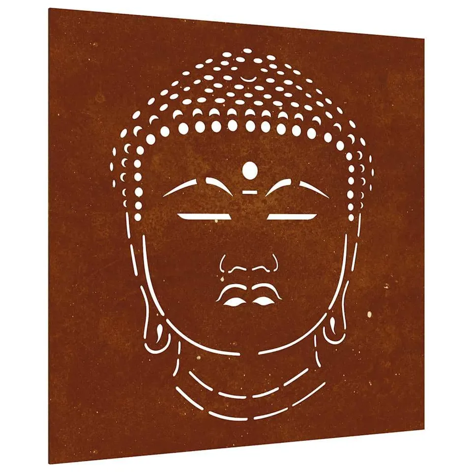 vidaXL Garten-Wanddeko 55x55cm Cortenstahl Buddha-Kopf Rost