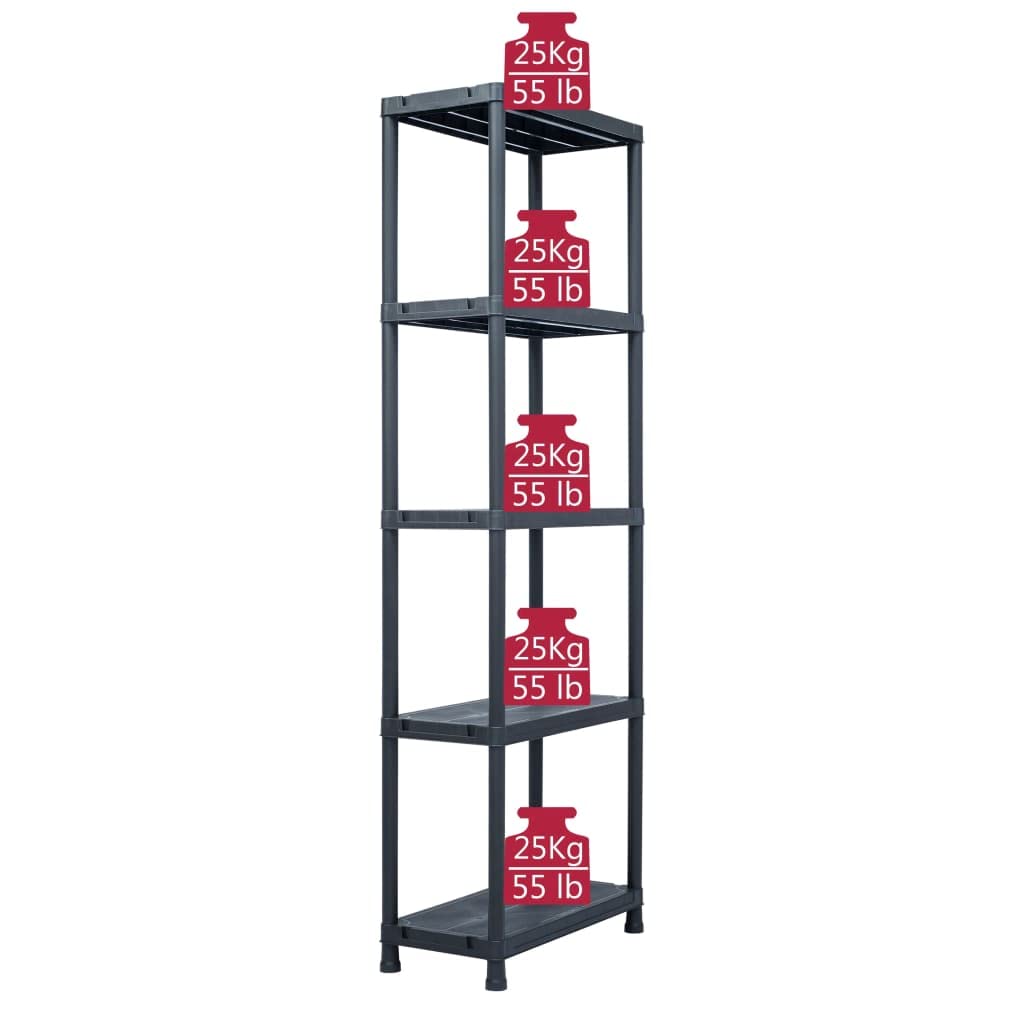 vidaXL Lagerregal 2er-Set 60x30x180 cm Kunststoff schwarz