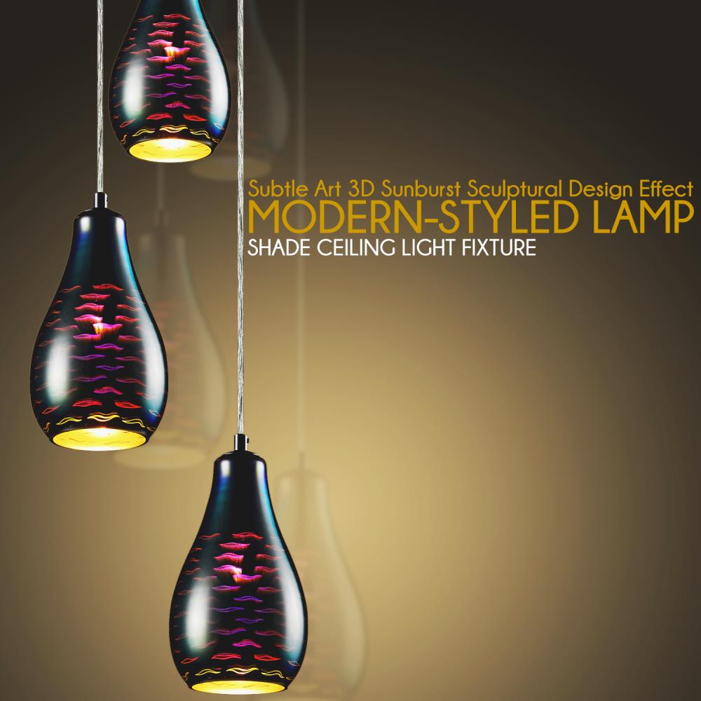 Serenelife Furniture Pendelleuchte Glas-Chrom 3-flammig
