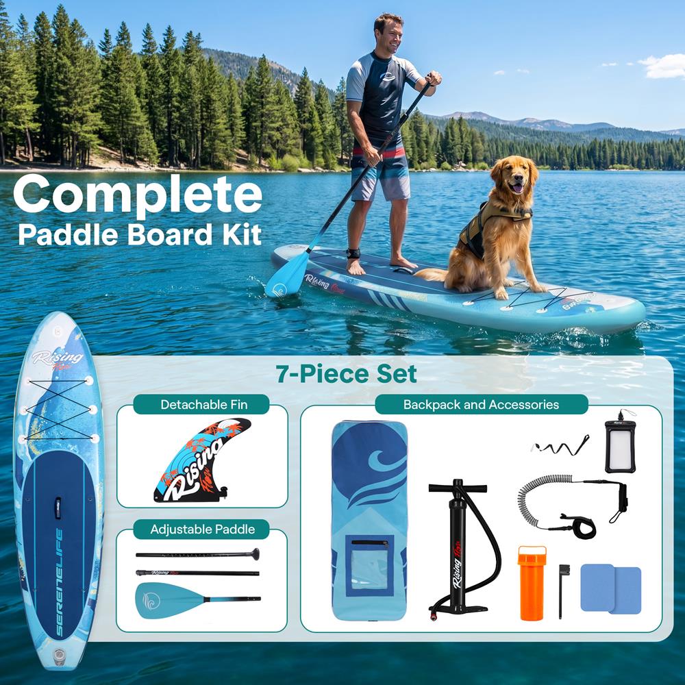 Serenelife SUP Paddle Board 10'6 aufblasbar Schwarz