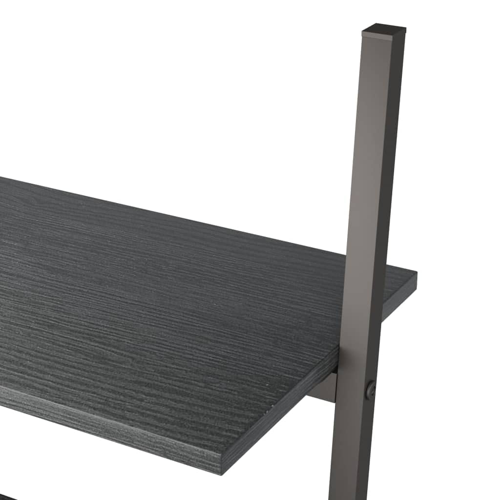 vidaXL Anlehnregal Schwarz 64x34x116 cm 3 Ablagen Stahl