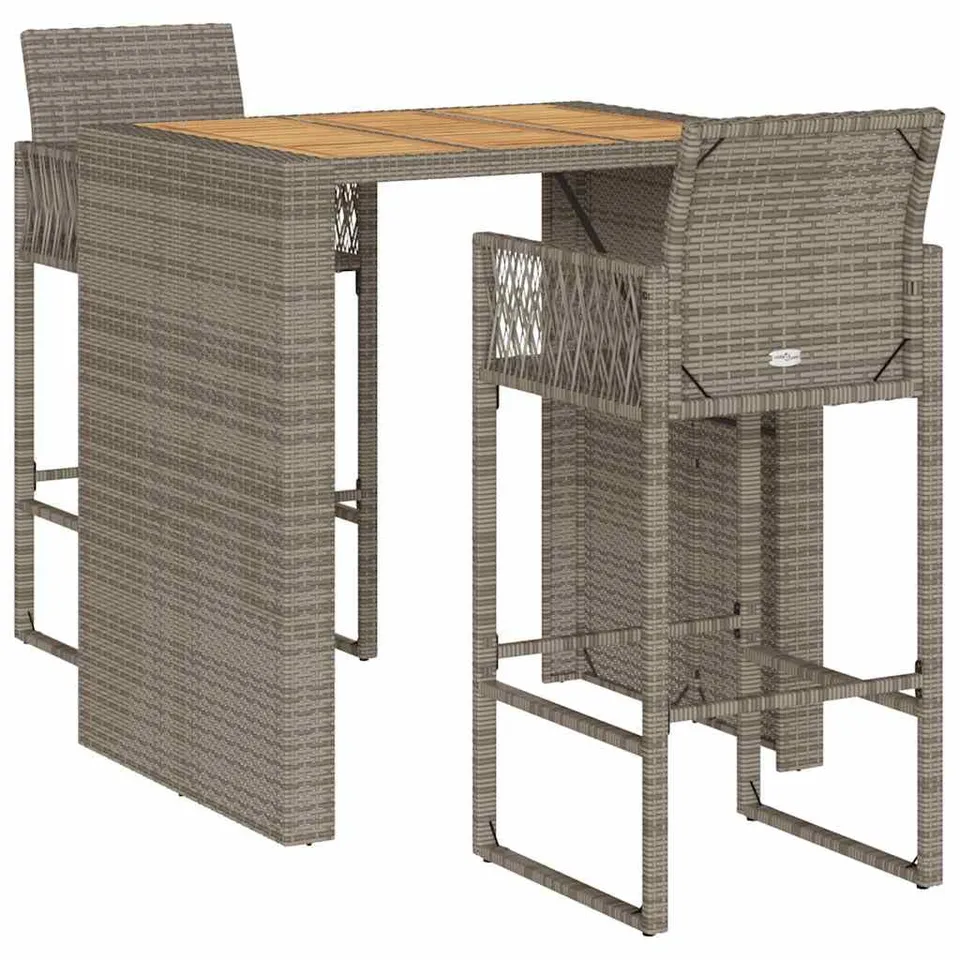 vidaXL Heim & Garten Gartenbar-Set 3-tlg Grau Poly Rattan