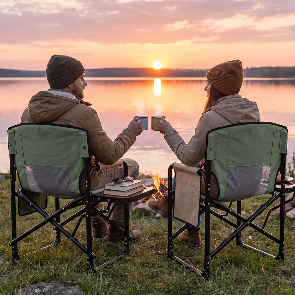 Serenelife Furniture SLFLDCHTBLG Regiestuhl Grün mit Tisch faltbar