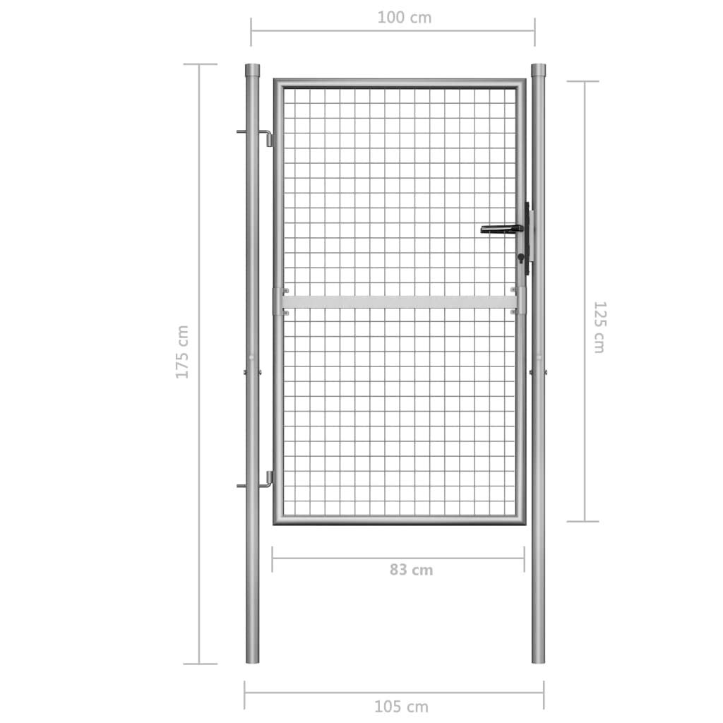 vidaXL Gartentor 105x175 cm Zauntor Stahl verzinkt silbern