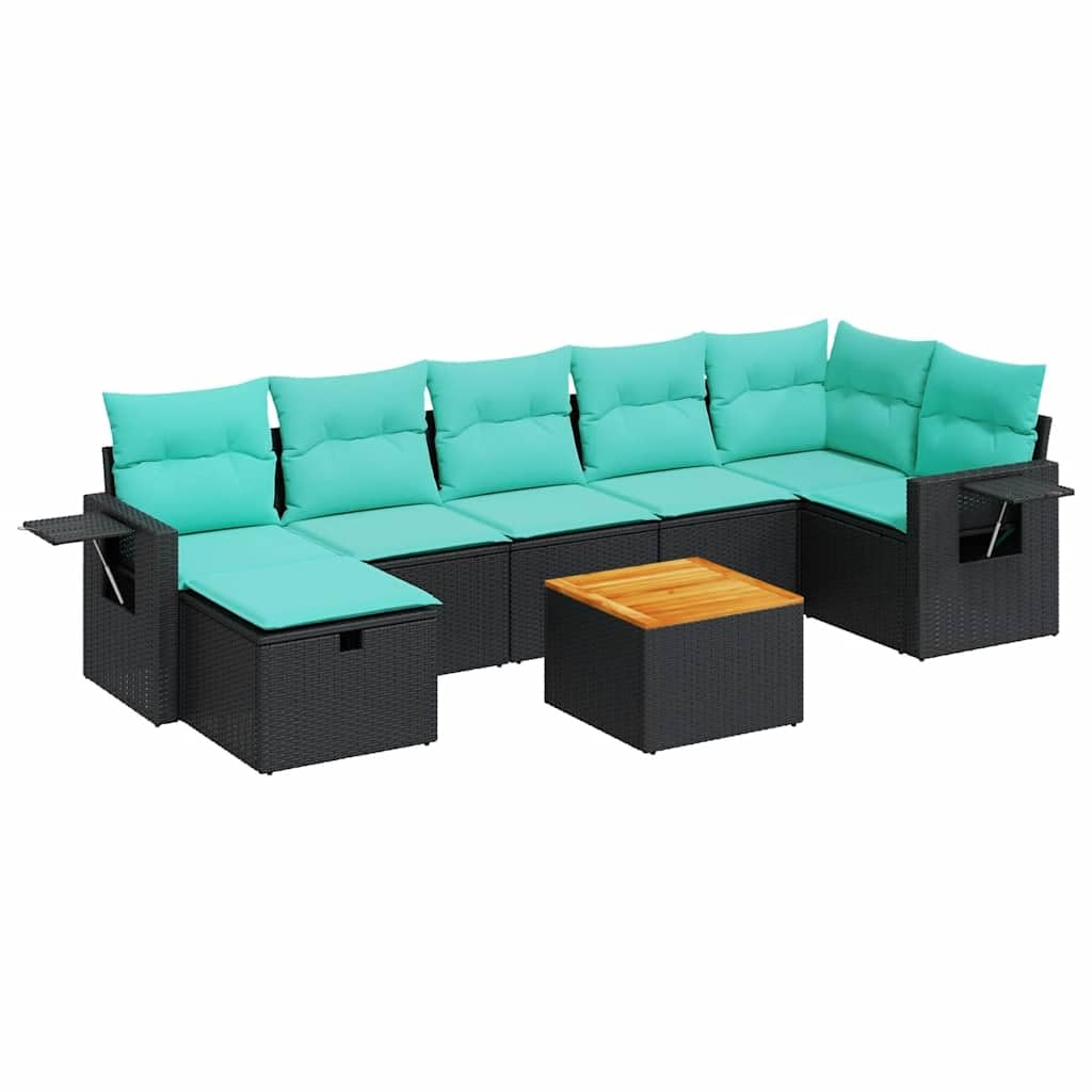 vidaXL Heim & Garten 8-tlg Garten-Sofagarnitur Schwarz Poly Rattan