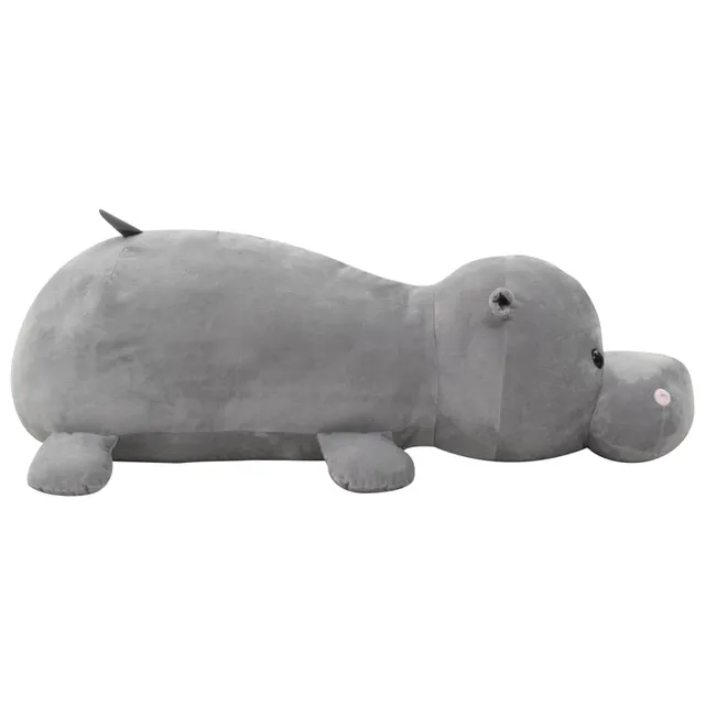 vidaXL Hippo Kuscheltier Plüsch Grau 100x30cm Kinder