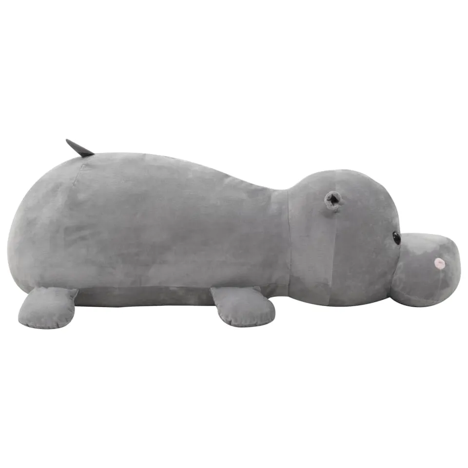 vidaXL Hippo Kuscheltier Plüsch Grau 100x30cm Kinder