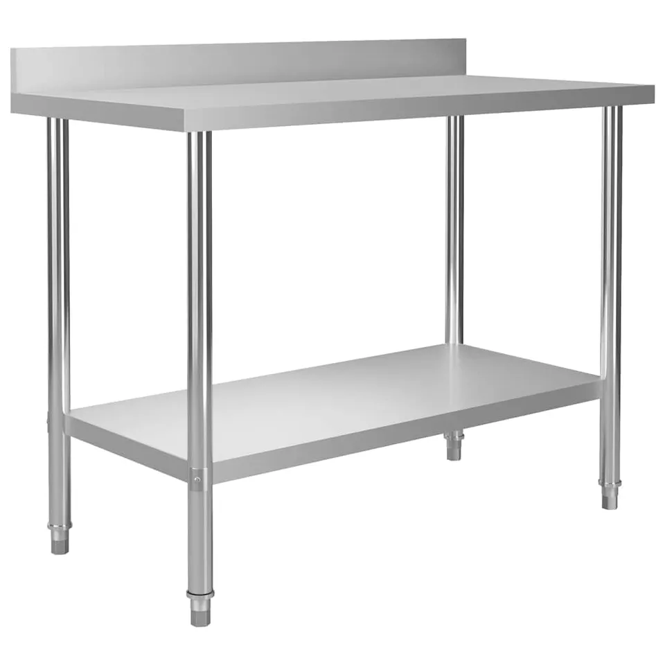 vidaXL Arbeitstisch 120x60x93 Edelstahl Gastro mit Aufkantung