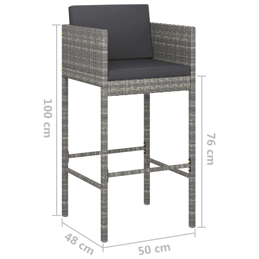 vidaXL Heim & Garten Gartenbar Set 3-tlg Poly Rattan Grau