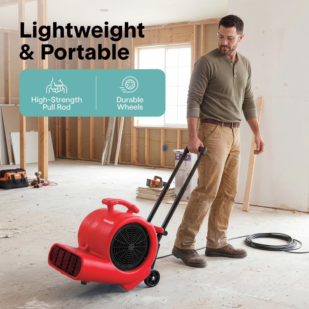 Serenelife Portable AC Air Mover Gebläse Rot 4000 CFM