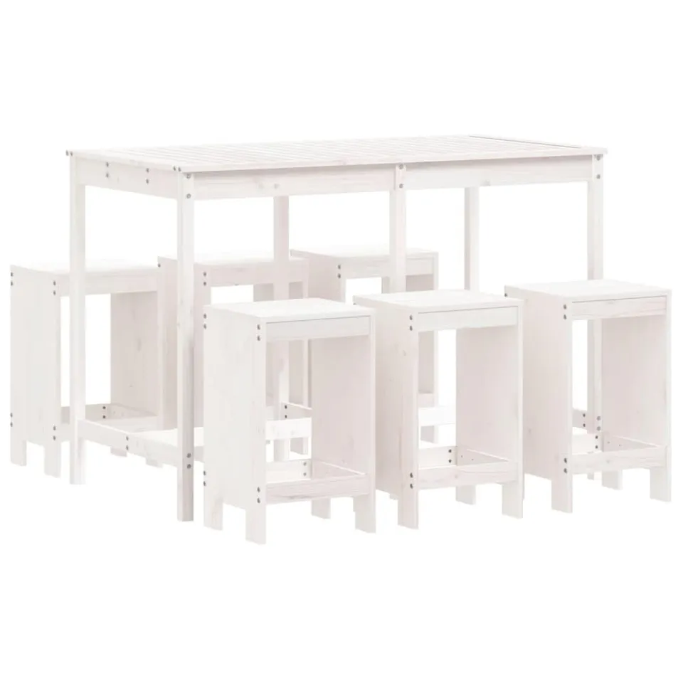 vidaXL Heim & Garten 7-tlg. Gartenbar-Set Holz Weiße Kiefer