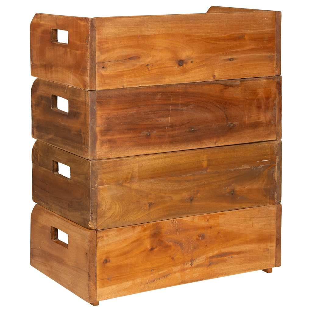 vidaXL Möbel Weinregal Altholz 4er-Set 16 Flaschen Massivholz