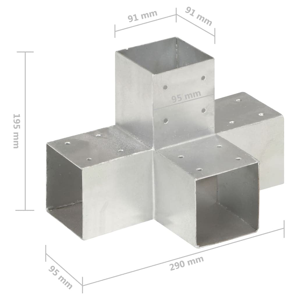 vidaXL Pfostenverbinder X-Form Holzverbinder 91x91mm verzinkt
