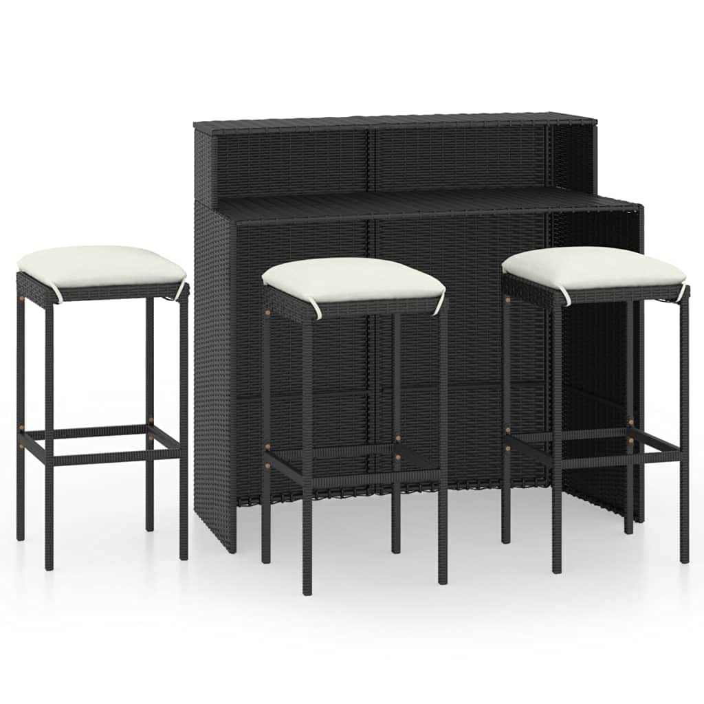 vidaXL Gartenbar-Set 3-TLG. Rattan Braun 2 Hocker Tisch