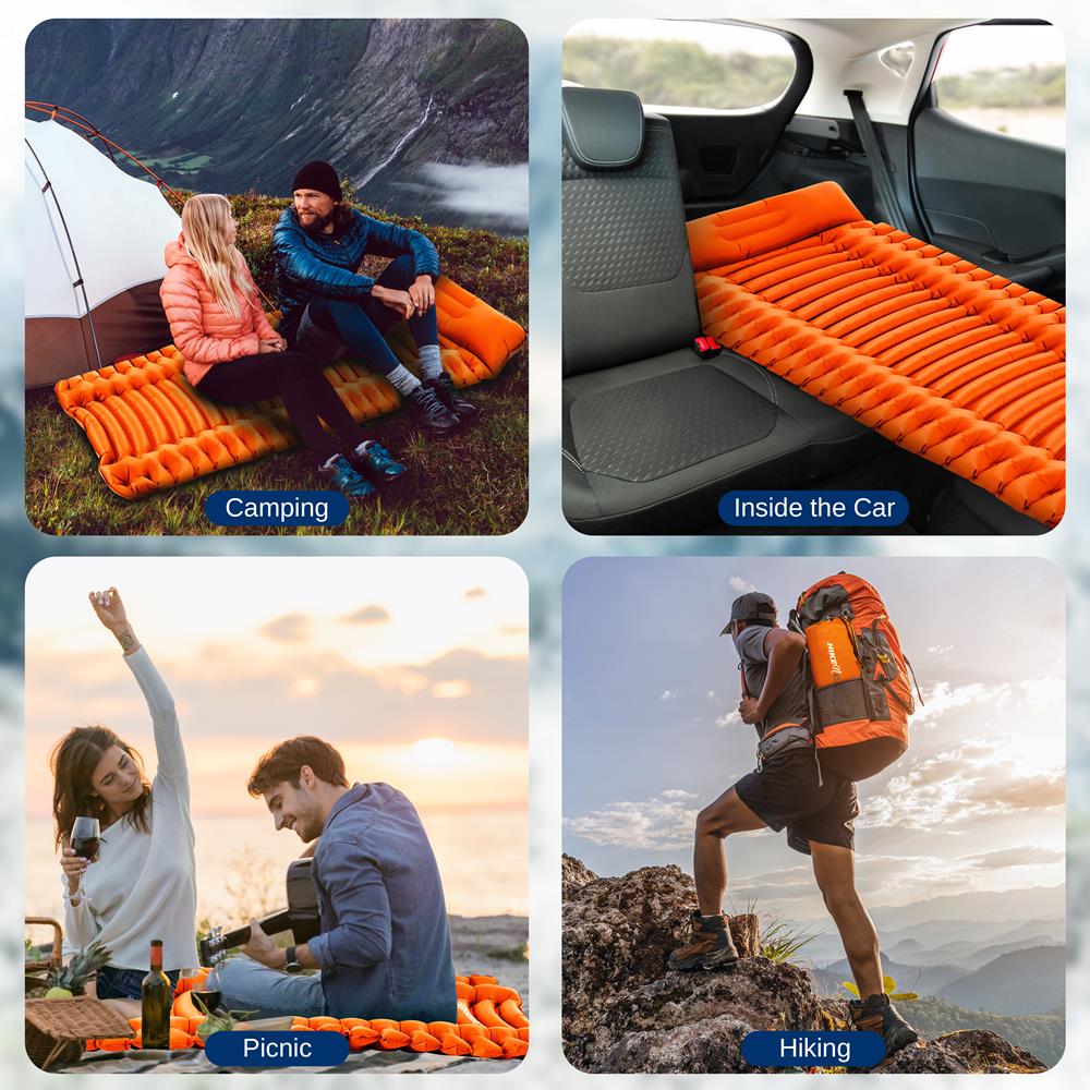 Serenelife Camping SLCPO Schlafmatte mit Kissen Orange