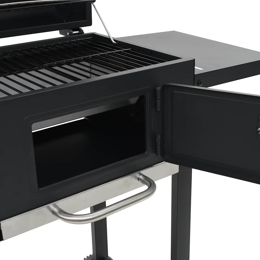 vidaXL Holzkohlegrill mit Ablage Grill Schwarz mit Thermometer