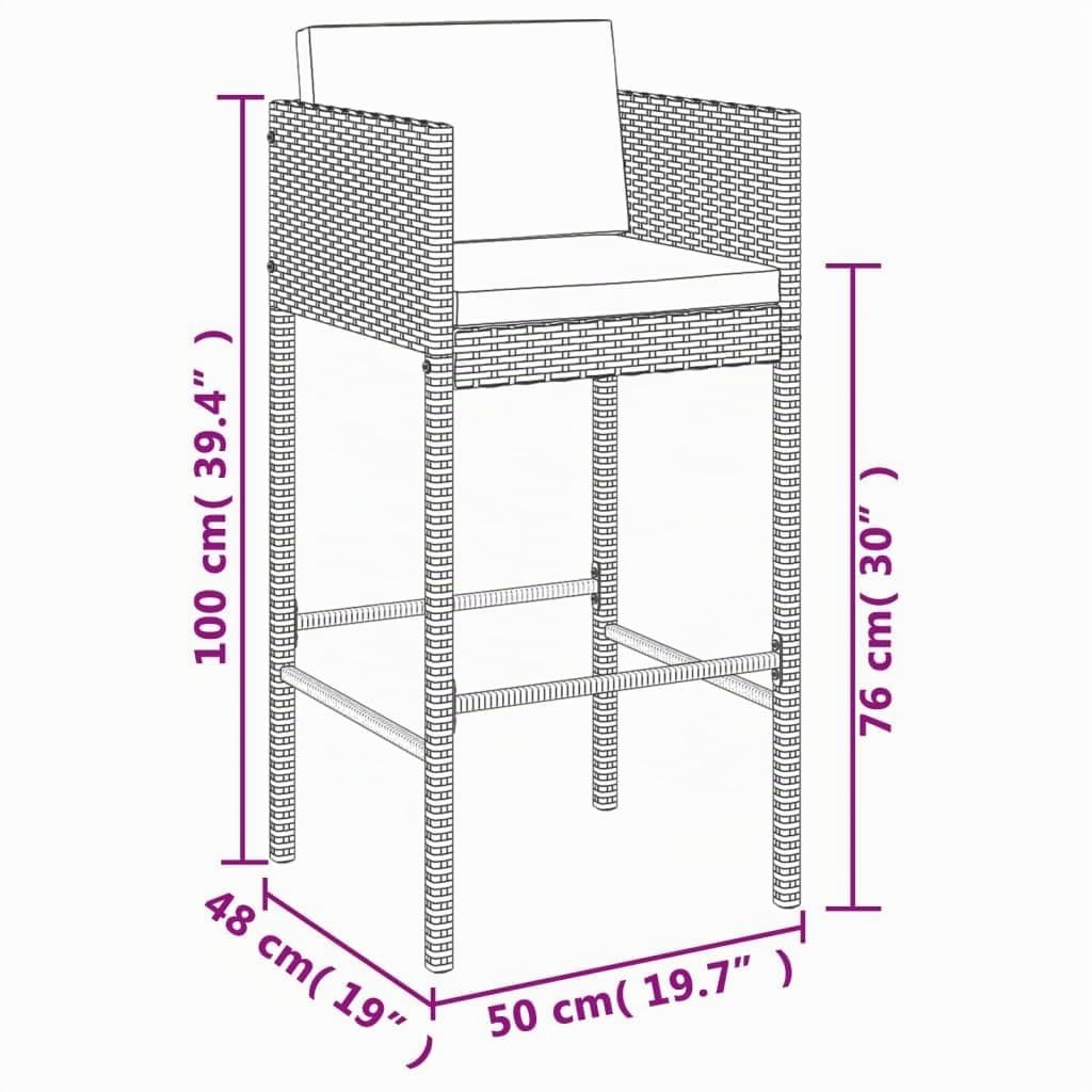vidaXL Heim & Garten 5-tlg. Gartenbar-Set Braun Poly Rattan