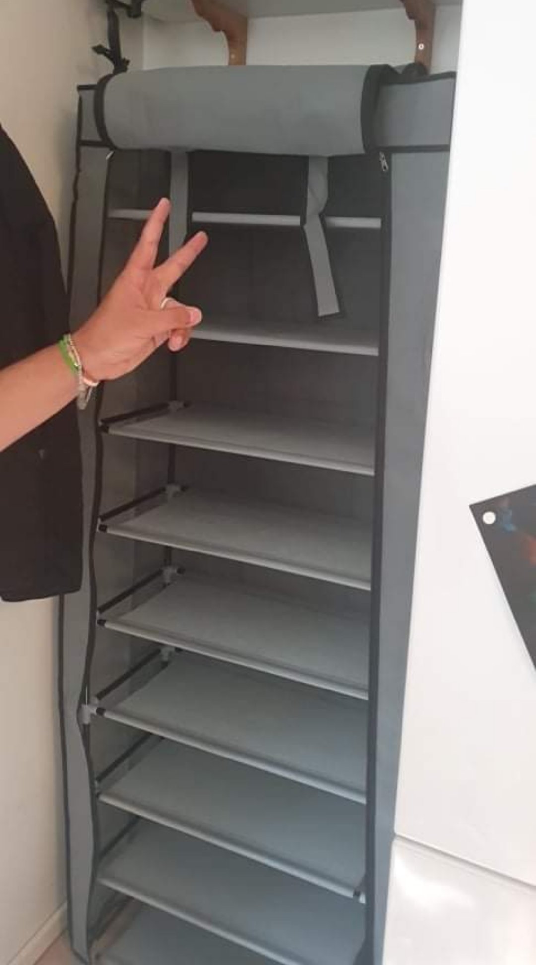 Intirilife Faltschrank 170x58x28 cm Stoffschrank Asch Grau