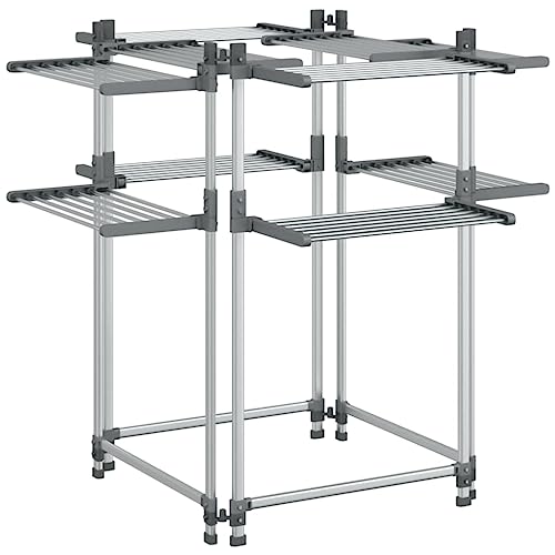 vidaXL Wäschetrockner 107x107x120 cm Alu 2 Etagen 33 m silbern